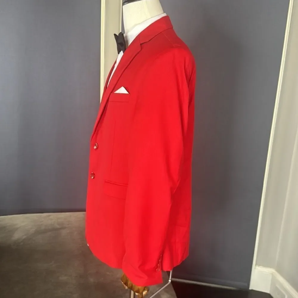 Men’s Red Slim Fit Suit Jacket Blazer Prom Party Formal Size 42 NWOT